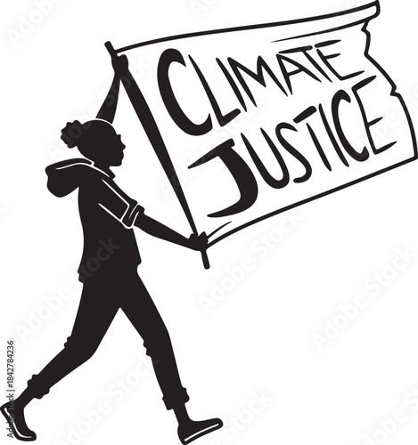 Protester holding a banner for climate justice