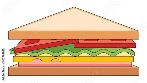 Delicious Ham and Cheese Triple Decker Sandwich Illustration Healthy Snack or Meal