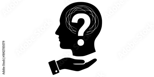 Mental Health Question Mark Anxiety Vector Silhouette