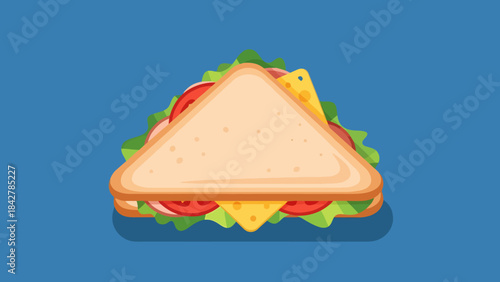 Delicious Triangle Sandwich Filled with Fresh Ingredients Healthy Food Illustration
