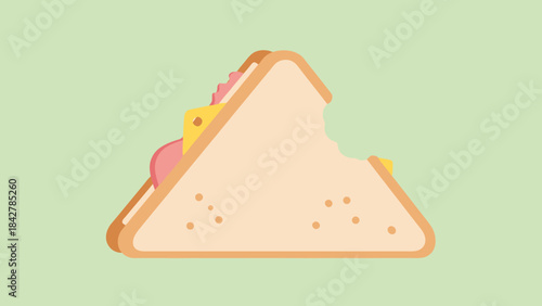 Delicious Triangle Sandwich with Bite Mark Simple Flat Illustration Food Concept