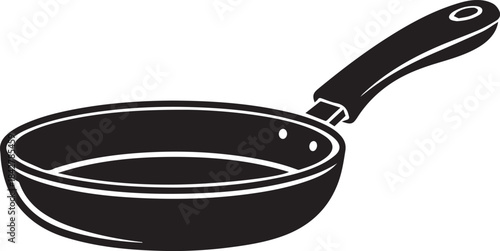 Black frying pan with handle isolated on white background
