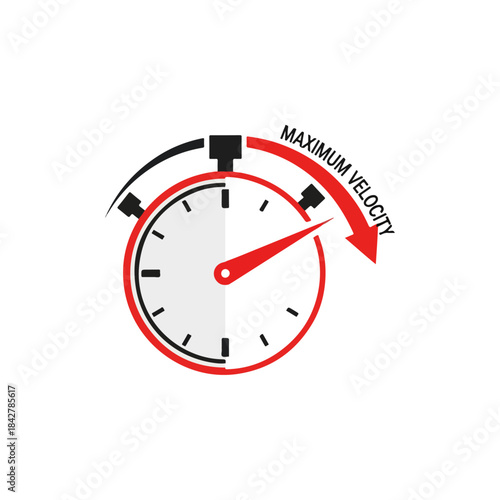 Stopwatch with Speed Arrow Maximum Velocity Concept.