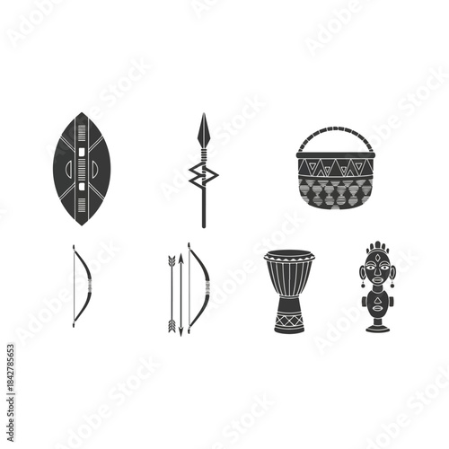 Traditional African Tribal Artifacts Collection.
