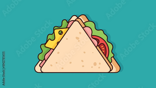 Delicious Triangle Sandwich Flat Design Illustration