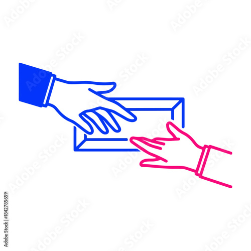 Two Hands Exchanging a Card In Transaction Scene.