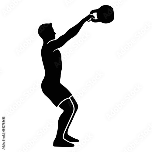 Athlete Performing Kettlebell Swing Silhouette.