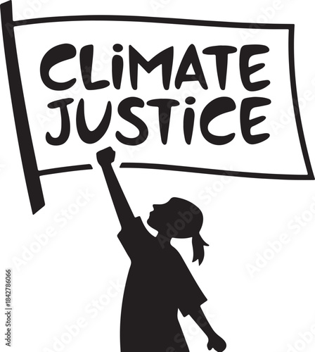 Protester holding a banner for climate justice