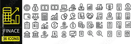 Outline Finance and Money Icons – Minimal Stroke Style Icon Pack