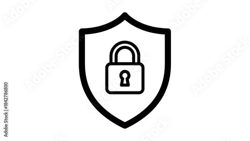 Security Shield and Padlock Icon Representing Data Protection and Digital Safety