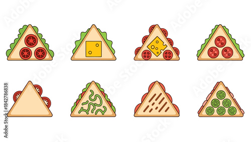 Delicious Triangle Sandwiches Assortment Fresh Ingredients Healthy Eating Fast Food Options