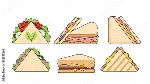 Variety of Delicious Triangular Sandwiches Healthy Lunch and Snack Options