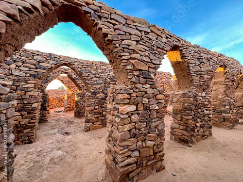Ouadane in Mauritania. The ruins of the old mosque
