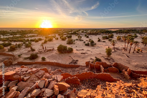 Ouadane in Mauritania. The ruins of the old city overlook the oasis.