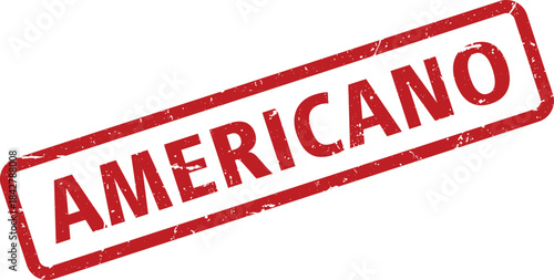 Distressed Red AMERICANO Rubber Stamp Impression on White Background – Isolated Illustration