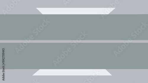 Vector illustration of a blank 3D white empty shelf set with arrow sign and ribbon element on a grey wall concept banner