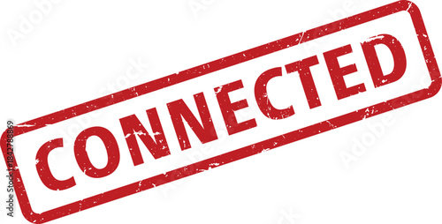 Red Connected Grunge Rubber Stamp on White Background, Diagonal, Isolated, Authenticity