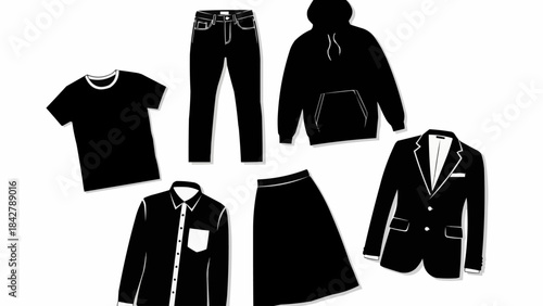 Collection of Black Clothing Items for Fashion and Style.