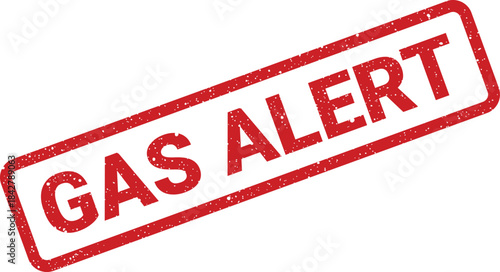A crucial red rubber stamp with a grunge texture shows the important safety warning GAS ALERT for immediate attention