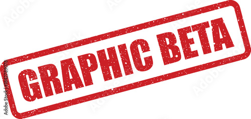 A distinct rectangular rubber stamp impression featuring the text graphic beta for software testing and development stages