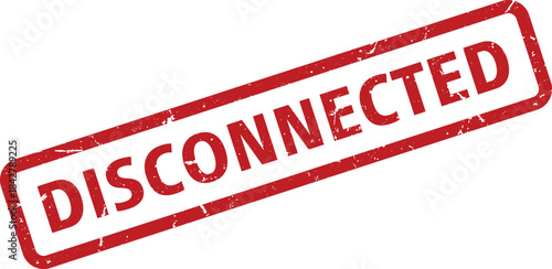 Isolated Red Rubber Stamp with the Word Disconnected on a White Background Texture