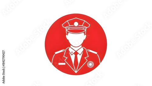 Illustration of a police officer in uniform with face obscured