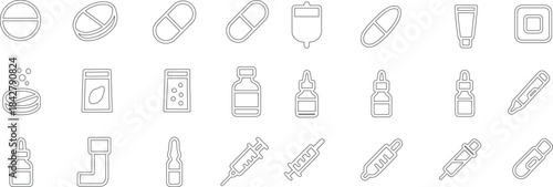 Line Art Medics Icons – Emergency, Health, and Medical Vector Set