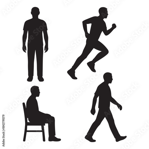 Top View Executive Men CAD Set – Standing & Sitting Line Vectors