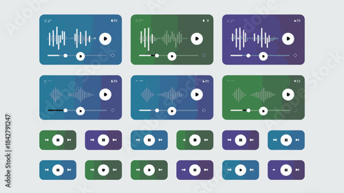 Music Player Interface Elements With Sound Waves audio