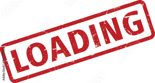 Red Grunge LOADING Rubber Stamp on White Background, Indicates Progress or Waiting State