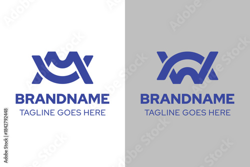 Letters MU or WN Monogram Logo, suitable for any business with MU UM WN NW initials