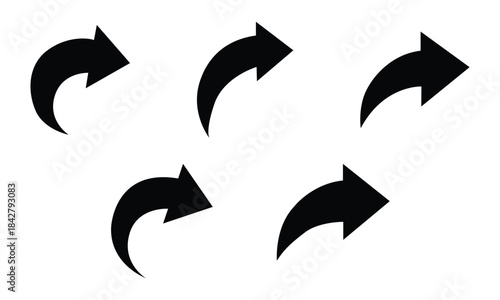 Curved arrow icons. curved arrows set. arrow symbol collection. Curved arrow. Black curved arrow icon. vector illustration eps file. 
