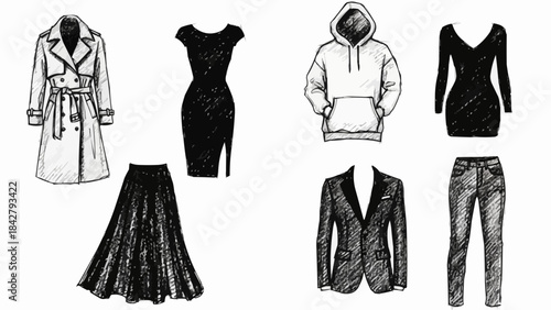 Collection of Fashionable Apparel and Clothing Items.