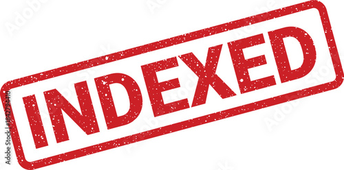 A rectangular red grunge rubber stamp with textured ink effect displaying the word indexed in capital letters