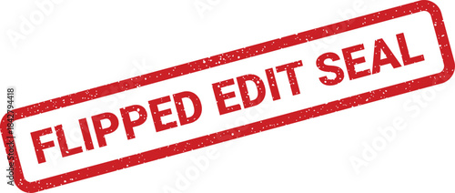 A rectangular red grunge seal displaying the specific words FLIPPED EDIT SEAL with a textured rubber stamp look