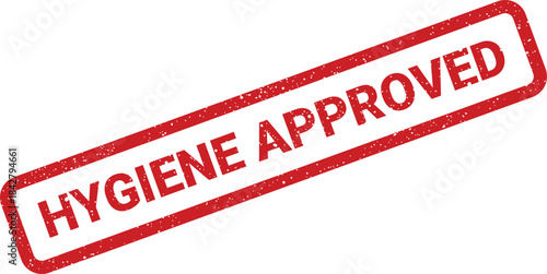 A rectangular textured stamp displaying hygiene approval, ensuring cleanliness and health standards are met