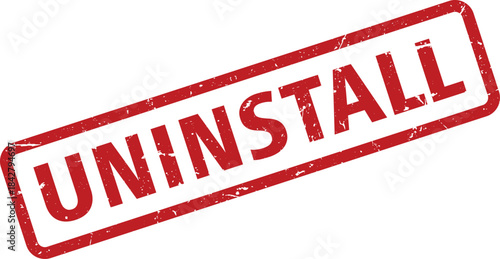 Red Uninstall Rubber Stamp on White Background Software Removal and Application Management