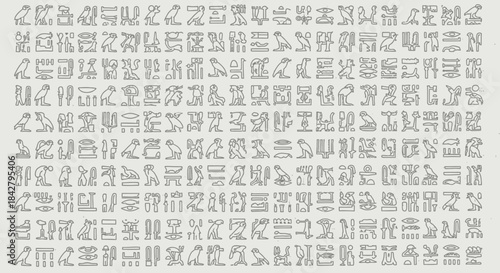 Ancient hieroglyphic script on a papyrus scroll document