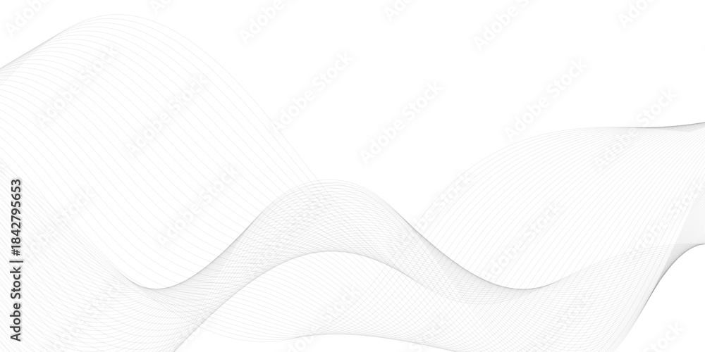 Fototapeta premium Abstract halftone background with wavy surface made of gray dots on white background. Flowing dots particles wave pattern 3D curve halftone black gradient curve shape isolated