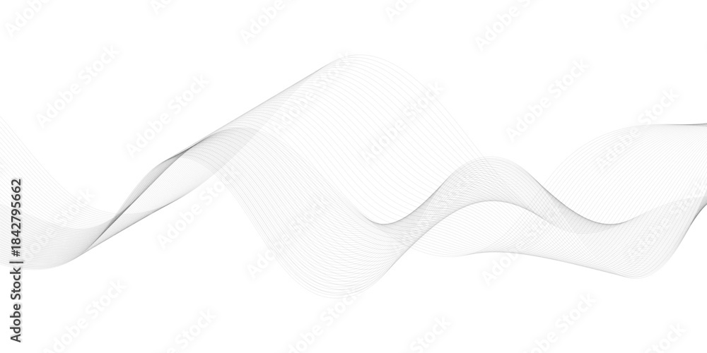 Fototapeta premium Abstract halftone background with wavy surface made of gray dots on white background. Flowing dots particles wave pattern 3D curve halftone black gradient curve shape isolated