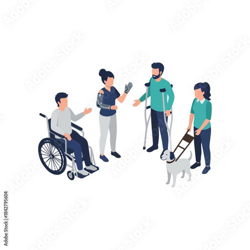 Group of People with Disability in Inclusive Scene.