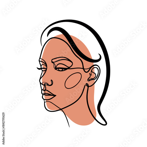 Line art portrait of a woman in profile.
