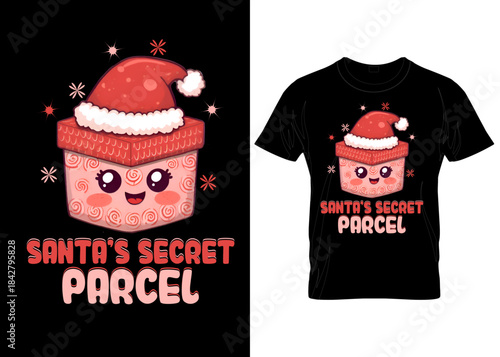CREATIVE SANTA'S SECRET PARCEL VECTOR CUSTOM CHRISTMAS SEASON T-SHIRTS, HOODIES, AND CLOTHING APPEAL DESIGN TEMPLATE