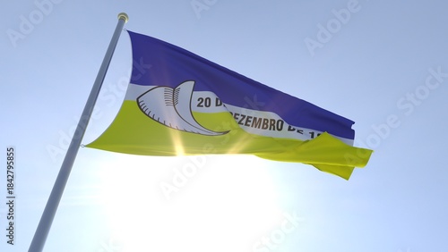 A bandeira de Dourados,  município do estado de Mato Grosso do Sul, Brasil - Ilustração 3D