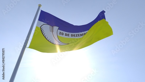 A bandeira de Dourados,  município do estado de Mato Grosso do Sul, Brasil - Ilustração 3D