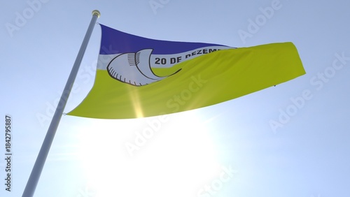 A bandeira de Dourados,  município do estado de Mato Grosso do Sul, Brasil - Ilustração 3D