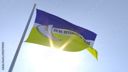 A bandeira de Dourados,  município do estado de Mato Grosso do Sul, Brasil - Ilustração 3D