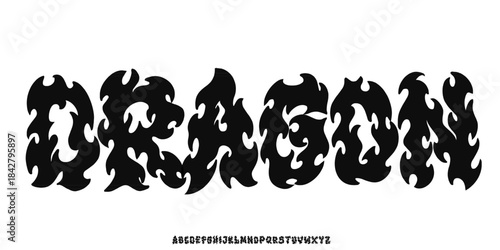  Dark Lettering tattoo vector type font in bloody style. Grunge type font with Gothic Punk Rock elements. Scary music font concept. Horror style lettering .Vector illustration