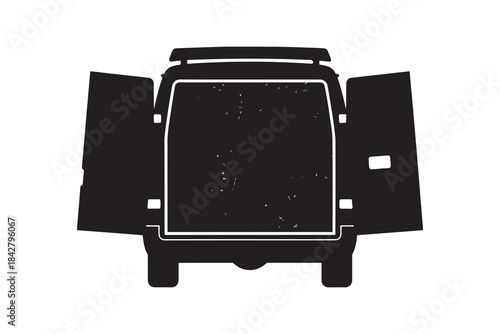 Delivery Van Cargo Doors Open Black Silhouette 