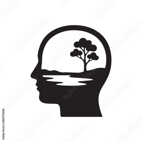 Mind Landscape Mental Health Nature Concept Silhouette